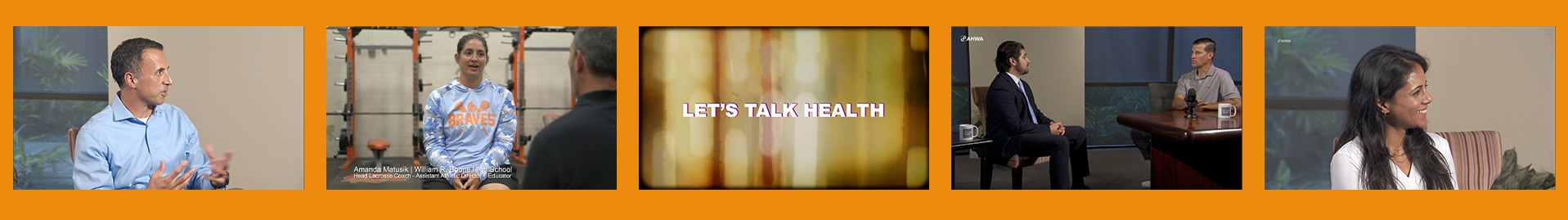 Let's Talk Health episode banner — interview stills
